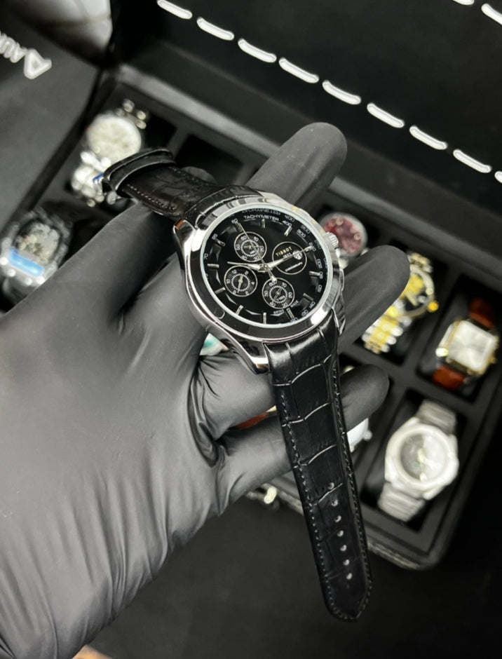 Tissot Classic Black Leather Strap Watch
